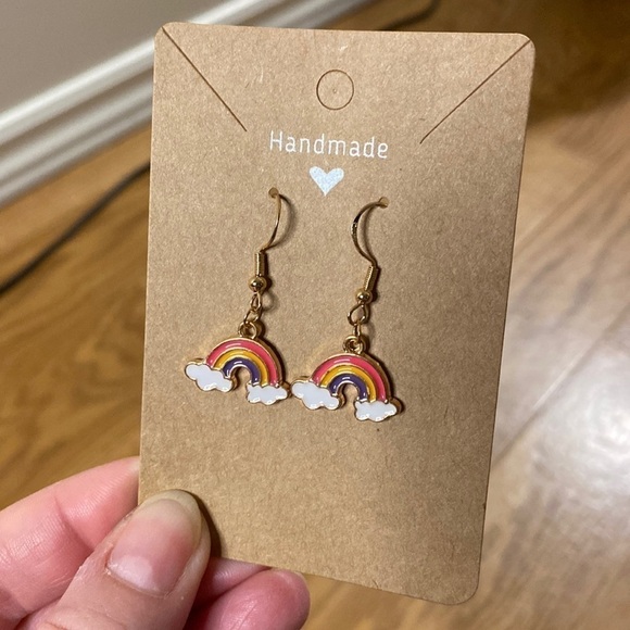 Rainbows on  Cloud Dangly Earrings Homemade - Picture 2 of 6